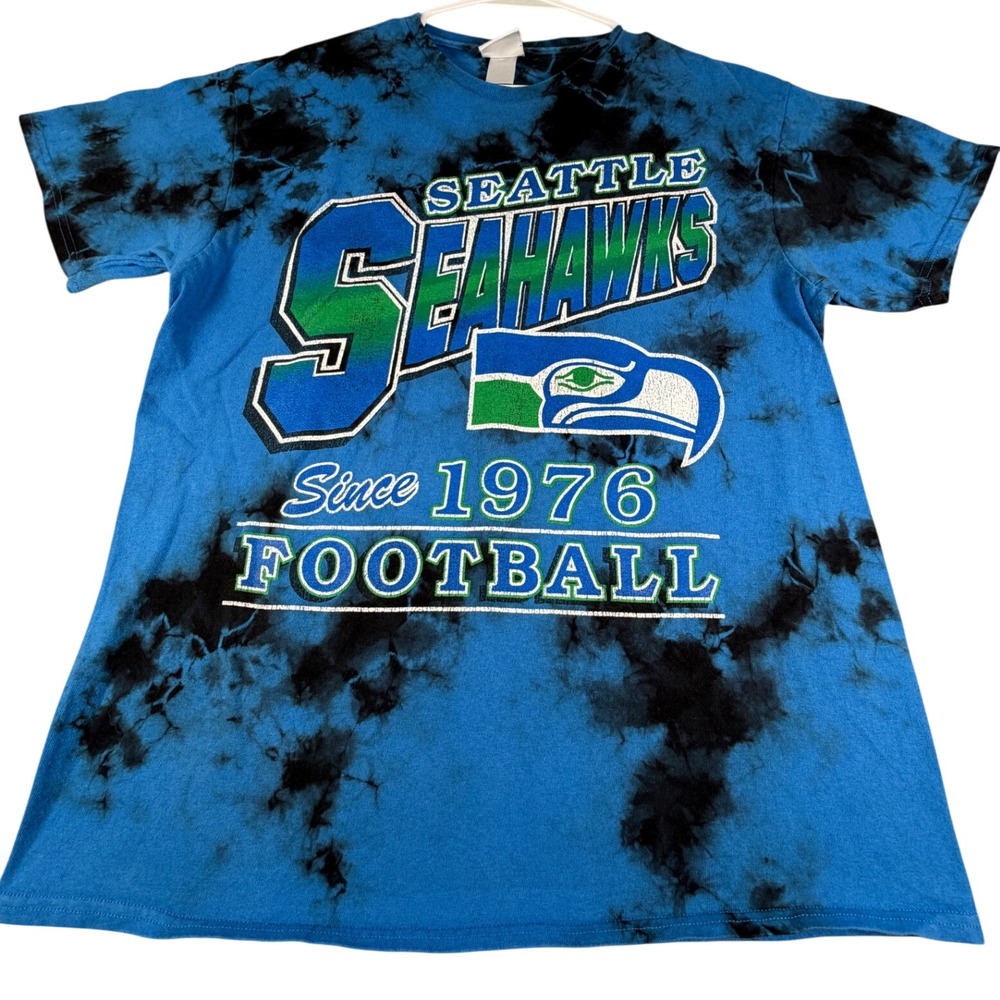 47 Brand Seattle Seahawks Tie Dye T-Shirt Mens Large Blue Black NFL Football